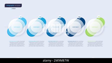 Vector minimalistic infographic template composed of 5 circles Stock Vector
