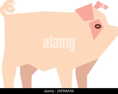 Piglet icon in polygonal style. Farm animal Stock Vector