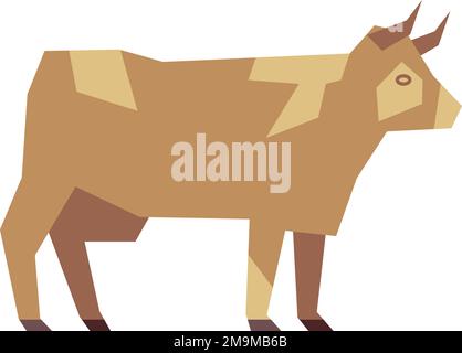 Farm animal icon. Brown cow. Polygonal cattle Stock Vector