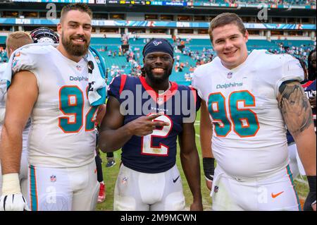 Miami Dolphins defensive tackle Zach Sieler (92) walks back to the