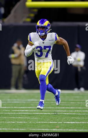 Los Angeles Rams safety Jordan Fuller (4) before an NFL football game  against the San Francisco 49ers, Sunday, Sept. 17, 2023, in Inglewood,  Calif. (AP Photo/Kyusung Gong Stock Photo - Alamy