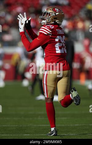 San Francisco 49ers cornerback Ambry Thomas (20) warms up before an NFL  football game against the New Orleans Saints, Sunday, Nov.27, 2022, in  Santa Clara, Calif. (AP Photo/Scot Tucker Stock Photo - Alamy