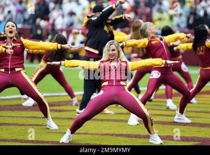 Washington Commanders cheerleaders perform during an NFL football game  against the Carolina Panthers, Saturday, Aug. 13, 2022 in Landover. (AP  Photo/Daniel Kucin Jr Stock Photo - Alamy