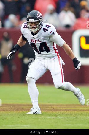 Atlanta Falcons linebacker Troy Andersen (44) runs during an NFL football  game against the Washington Commanders, Sunday, November 27, 2022 in  Landover. (AP Photo/Daniel Kucin Jr Stock Photo - Alamy