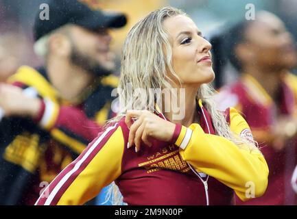 Washington Commanders cheerleaders perform during an NFL football game  against the Carolina Panthers, Saturday, Aug. 13, 2022 in Landover. (AP  Photo/Daniel Kucin Jr Stock Photo - Alamy