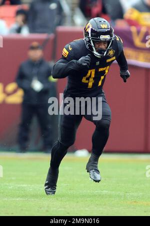 Washington Commanders linebacker Khaleke Hudson (47) runs during an NFL  football game against the Tennessee Titans, Sunday, October 9, 2022 in  Landover. (AP Photo/Daniel Kucin Jr Stock Photo - Alamy