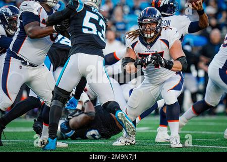 Denver Broncos guard Quinn Meinerz (77) warms up prior to an NFL Football  game in Arlington, Texas, Sunday, Nov. 7, 2021. (AP Photo/Michael Ainsworth  Stock Photo - Alamy