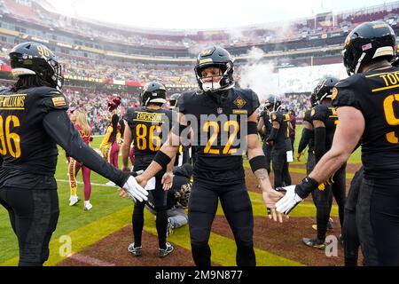 Washington Commanders safety Darrick Forrest (22) defends against