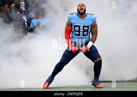 Tennessee Titans defensive tackle Jeffrey Simmons responds to questions  from reporters after practice at the NFL football team's training facility  Thursday, June 8, 2023, in Nashville, Tenn. (AP Photo/George Walker IV Stock