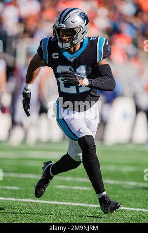 Carolina Panthers free safety Jeremy Chinn (21) yells instructions