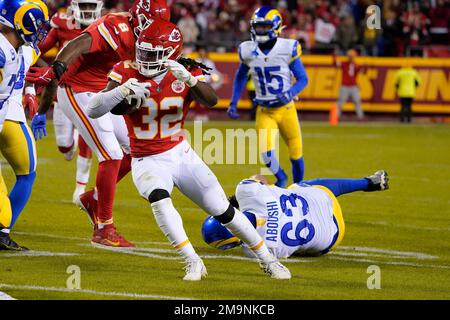 Kansas City Chiefs linebacker Nick Bolton (32) runs during an NFL football  game against the Los Angeles Chargers, Sunday, Nov. 20, 2022, in Inglewood,  Calif. (AP Photo/Kyusung Gong Stock Photo - Alamy