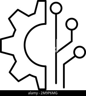 Connection, gear, internet vector icon on transparent background. Outline Connection, gear, internet vector icon Stock Vector