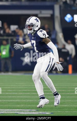 Dallas Cowboys defensive back Trevon Diggs (7) looks to defend during an  NFL football game against the New York Giants on Thursday, November 24,  2022, in Arlington, Texas. (AP Photo/Matt Patterson Stock