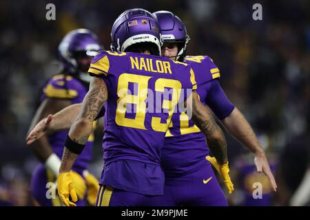 Minnesota Vikings long snapper Andrew DePaola (42) reacts after a play  during the first half of an NFL football game against the New York Jets,  Sunday, Dec. 4, 2022 in Minneapolis. (AP