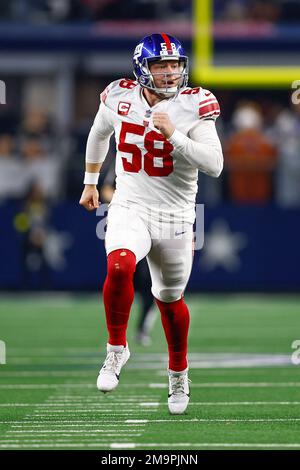 New York Giants long snapper Casey Kreiter (58) stands on the field before  an NFL wild-card football game against the Minnesota Vikings, Sunday, Jan.  15, 2023, in Minneapolis. (AP Photo/Abbie Parr Stock