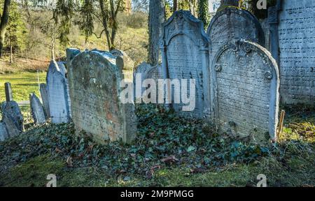 Old Jewish cemetry in Trebic, Czech republic. Established in 17th century and included in UNESCO World He Stock Photo