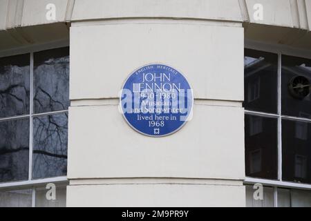 John Lennon Blue Plaque 34 Montagu Square, Marylebone London Stock Photo