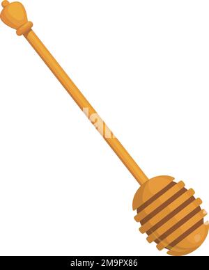 Honey dipper cartoon icon. Wooden spoon tool isolated on white background Stock Vector