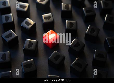 Highlighted cloud computing. Cloud calculations and data storage. Access, communication and exchange of information. Digital technologies and business Stock Photo
