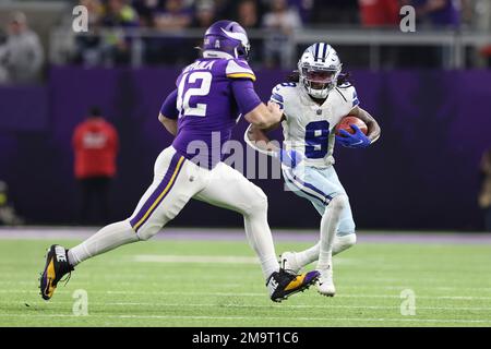 Minnesota Vikings long snapper Andrew DePaola wears a Crucial Catch cap  during the first half of an NFL football game against the Miami Dolphins,  Sunday, Oct. 16, 2022, in Miami Gardens, Fla. (