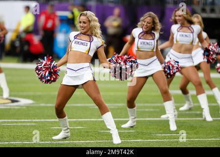 Minnesota Vikings cheerleaders perform during the first half of an