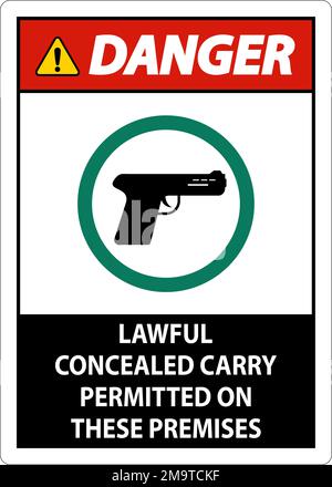 Danger Firearms Allowed Sign Lawful Concealed Carry Permitted On These Premises Stock Vector