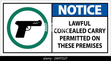 Notice Firearms Allowed Sign Lawful Concealed Carry Permitted On These Premises Stock Vector