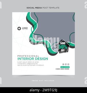 social media interior post template design Stock Vector