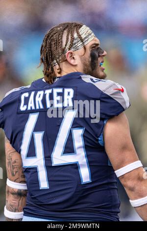 Tennessee Titans fullback Tory Carter (44) runs with the ball