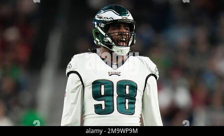 Philadelphia Eagles defensive end Robert Quinn (98) reacts during