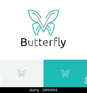 Butterfly Wings Nature Fly Animal Simple Monoline Logo Stock Vector