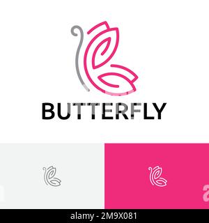 Butterfly Nature Fly Animal Simple Monoline Logo Stock Vector
