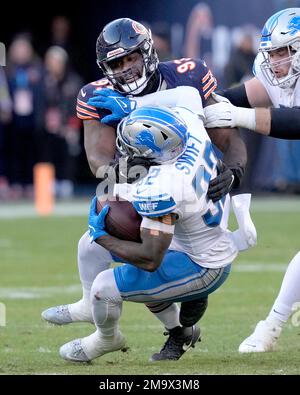 Chicago Bears defensive tackle Justin Jones (93) reacts against the New  York Giants during an NFL football game Sunday, Oct. 2, 2022, in East  Rutherford, N.J. (AP Photo/Adam Hunger Stock Photo - Alamy