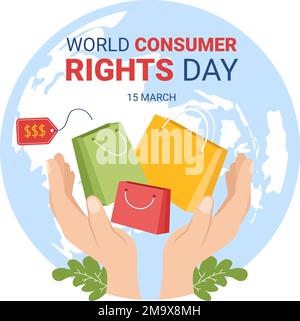 World Consumer Rights Day Illustration with Shopping, Bags and Needs of Consumers for Web Banner or Landing Page in Flat Cartoon Hand Drawn Templates Stock Vector