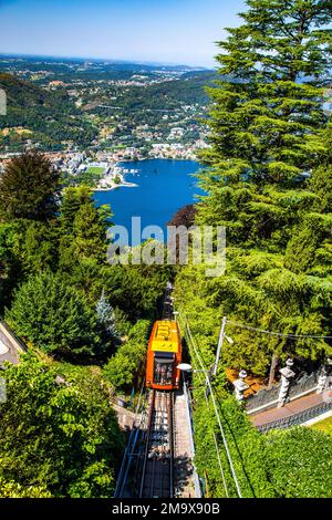 View of the Como Brunate funicular in Lake Como Nothern Italy