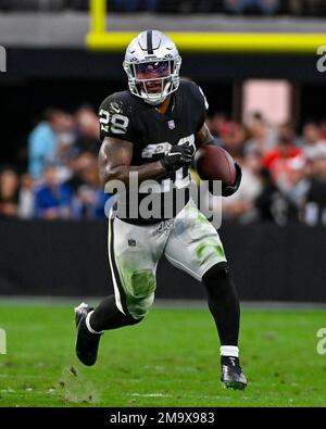 Indianapolis, Indiana, USA. 02nd Jan, 2022. Las Vegas Raiders running back  Josh Jacobs (28) during pregame of NFL football game action between the Las  Vegas Raiders and the Indianapolis Colts at Lucas