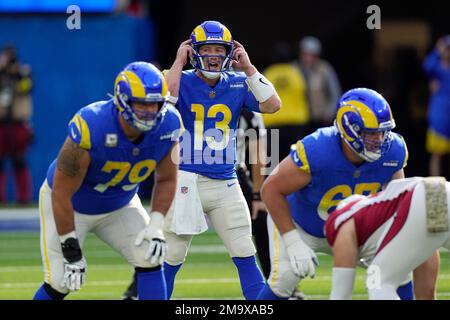 Los Angeles Rams quarterback John Wolford 13 signals during the