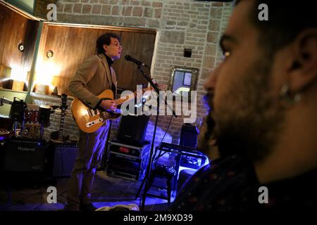 Tehran, Tehran, Iran. 18th Jan, 2023. Iranian musician, Alin Joharchi, performs at a cafe in downtown Tehran, Iran on January 18, 2023. (Credit Image: © Rouzbeh Fouladi/ZUMA Press Wire) EDITORIAL USAGE ONLY! Not for Commercial USAGE! Stock Photo