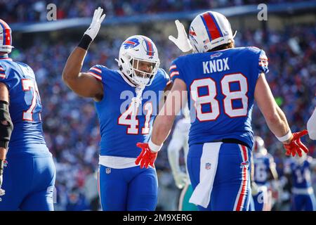 Buffalo Bills fullback Reggie Gilliam (41) walks off the field prior to the  first half of an NFL football game against the New York Jets in Orchard  park, N.Y., Sunday Jan. 9