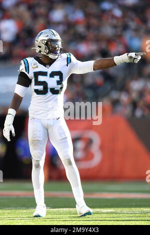 Carolina Panthers defensive end Brian Burns (53) on defense during an NFL  football game against the Carolina Panthers, Sunday, Oct. 9, 2022, in  Charlotte, N.C. (AP Photo/Brian Westerholt Stock Photo - Alamy