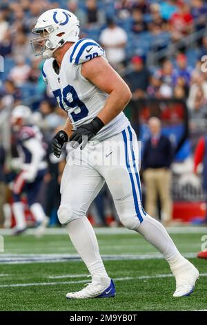 Indianapolis Colts offensive tackle Bernhard Raimann (79) and Houston Texans  defensive end Troy Hairston (34) share a moment after the NFL football game  between the Indianapolis Colts and the Houston Texans on