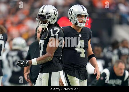 FILE - Las Vegas Raiders wide receiver Henry Ruggs III in action against  the Denver Broncos during an NFL football game, Oct. 17, 2021, in Denver.  Police in Las Vegas said Ruggs