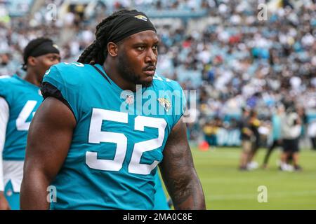 Jacksonville Jaguars defensive tackle DaVon Hamilton (52) walks