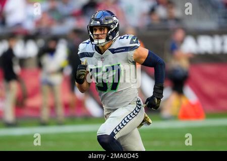 Seattle Seahawks wide receiver Laquon Treadwell (18) catches a pass and  runs against the Los Angeles Rams in an NFL football game, Sunday, Dec. 4,  2022, in Inglewood, Calif. Seahawks won 27-23. (