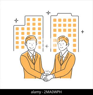 Vector illustration of businessmen shaking hands ( business partnership / cooperation ) Stock Vector