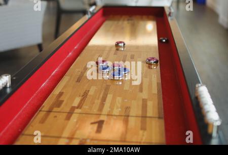 Shuffleboard american games sport recreation Stock Photo