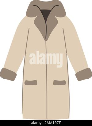 Fur coat for winter for women, clothes vector Stock Vector