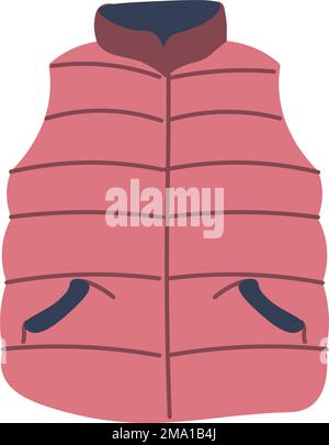 Winter puffer jacket with no sleeves, fashion Stock Vector