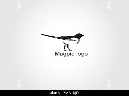 magpie bird negative space logo vector illustration Stock Vector