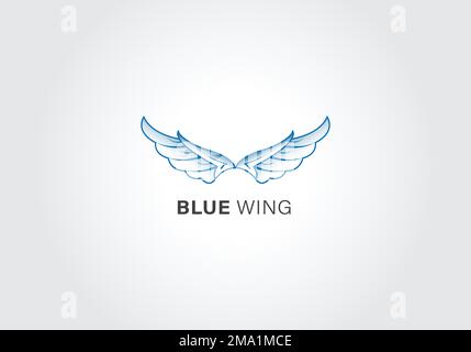 blue wings abstract vector logo design template Stock Vector
